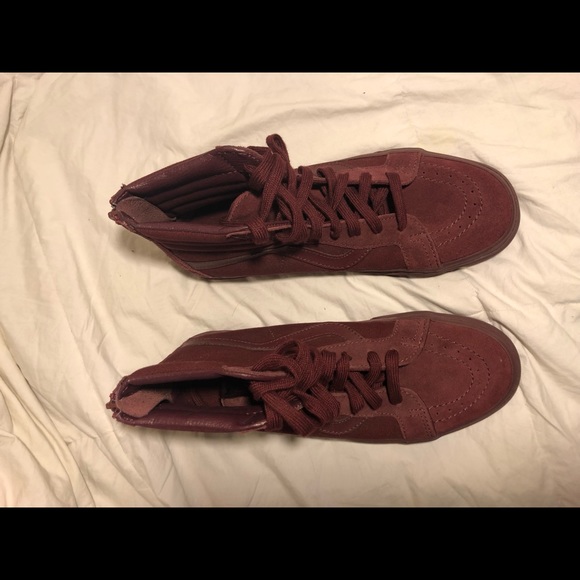 high top all burgundy vans